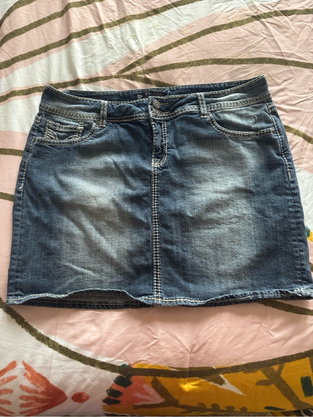 Vigoss Faded Blue Denim Mini Skirt